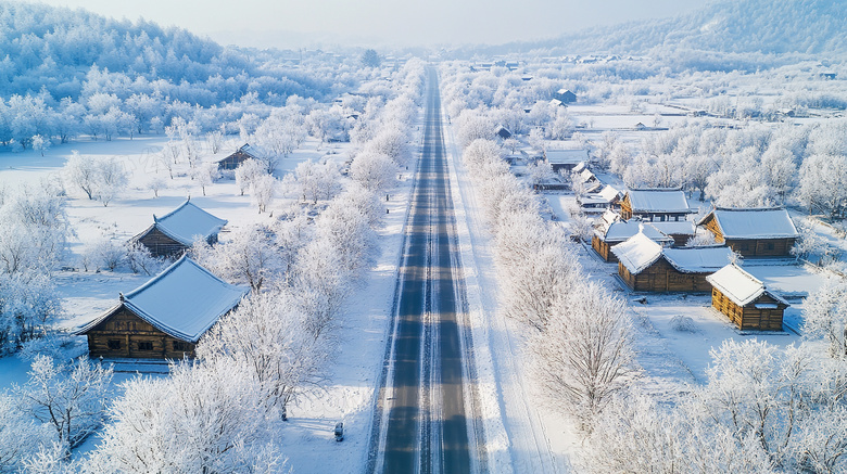 冰雪小镇冬季旅游风景图片