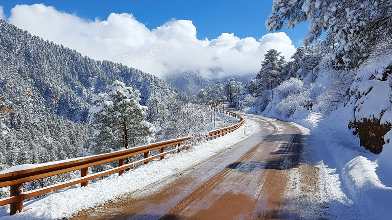 高速公路冬季旅游风景图片