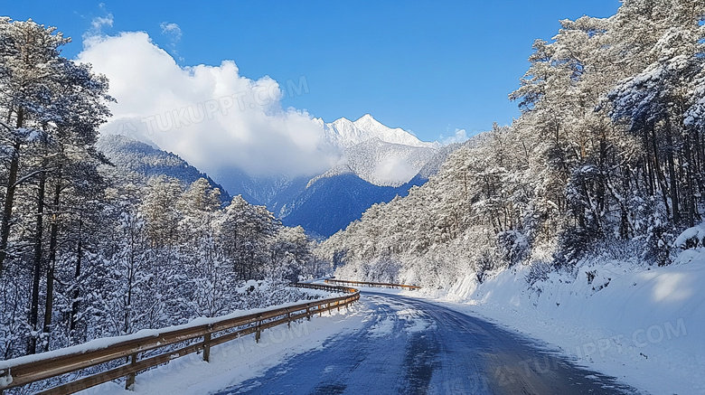 高速公路冬季旅游风景图片