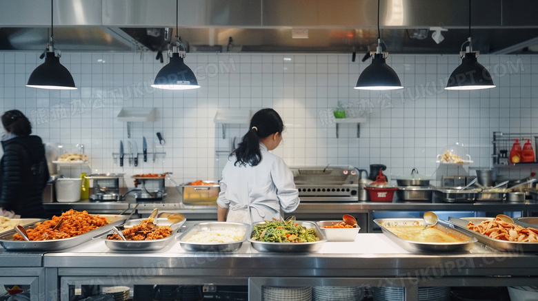 后厨食堂吃饭场景图片