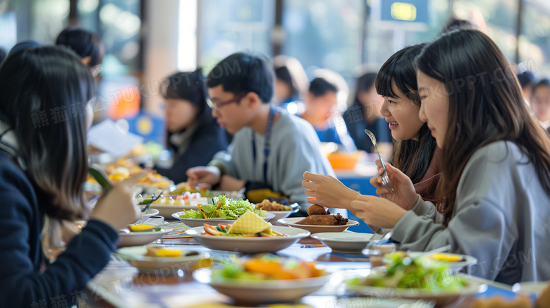 学生们食堂餐厅场景图片