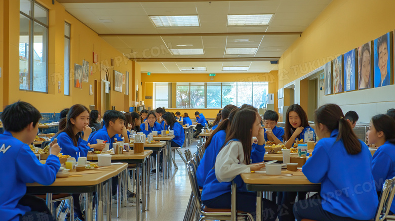 初中生食堂餐厅用餐吃饭图片