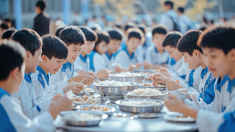 高中生食堂餐厅用餐吃饭图片