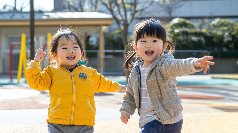 幼儿园里快乐玩耍的孩子图片