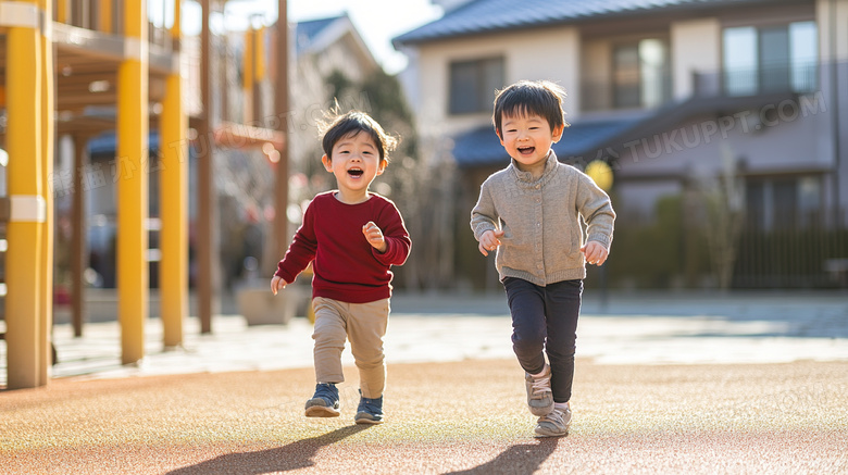 幼儿园里快乐玩耍的孩子图片