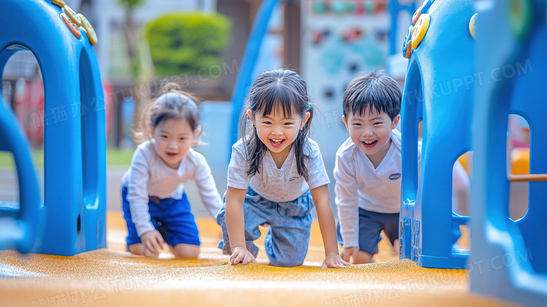 幼儿园里快乐玩耍的孩子图片