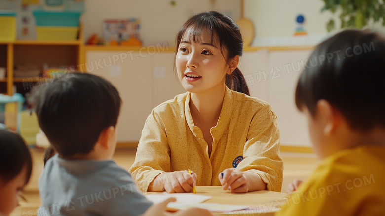 幼儿园老师在给孩子上课图片