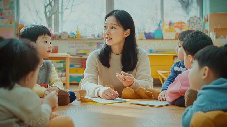 幼儿园老师在给孩子上课图片