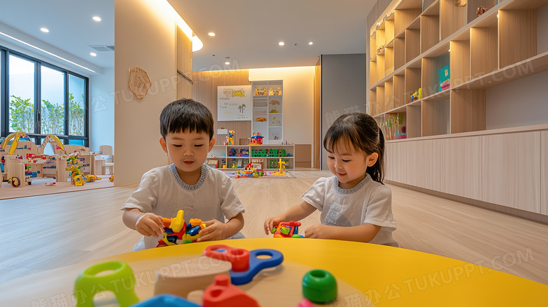 幼儿园的孩子在玩玩具图片