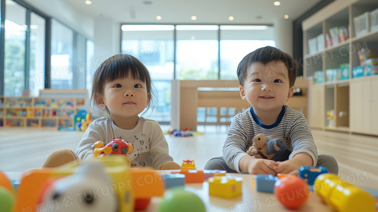 幼儿园的孩子在玩玩具图片