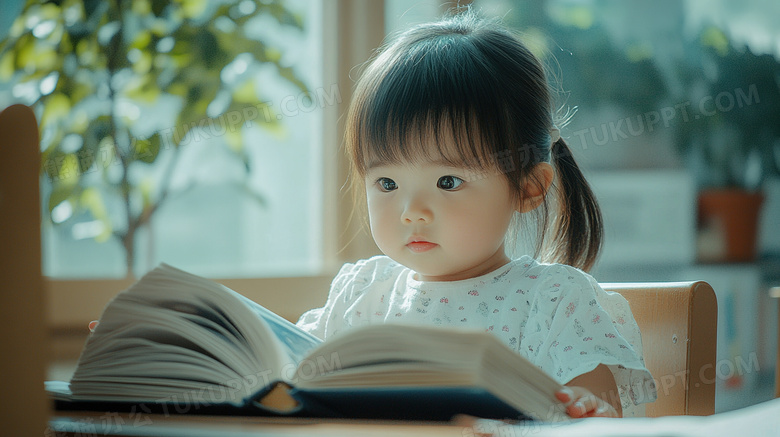 幼儿园的孩子在看书图片