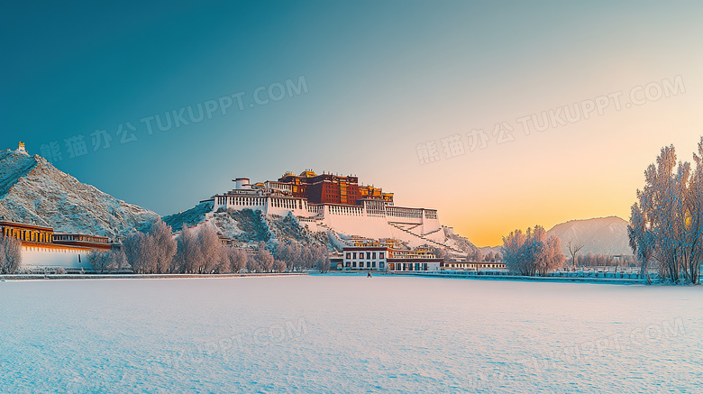 西藏布达拉宫雪景概念图片