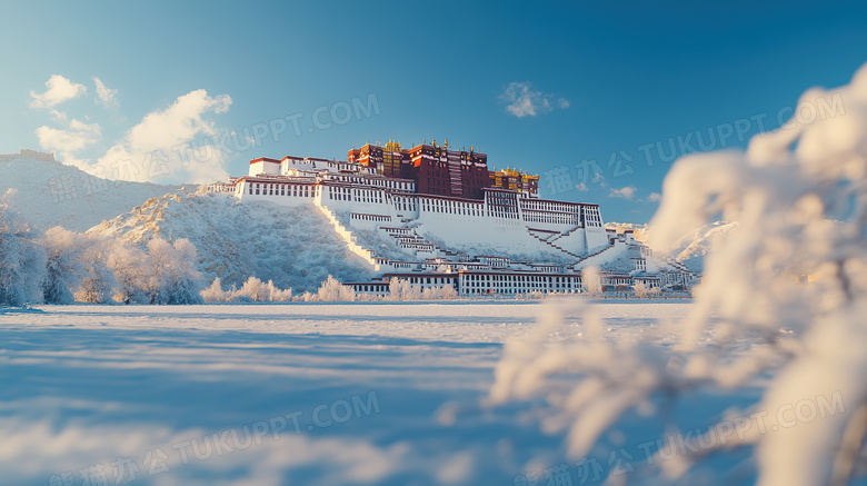 西藏布达拉宫雪景概念图片