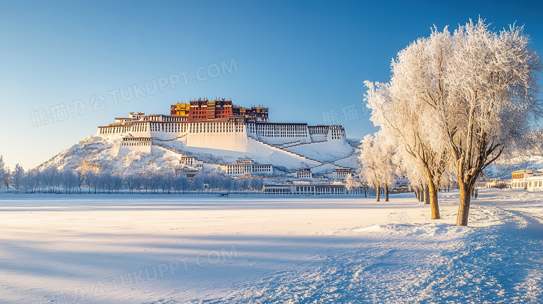 西藏布达拉宫雪景概念图片