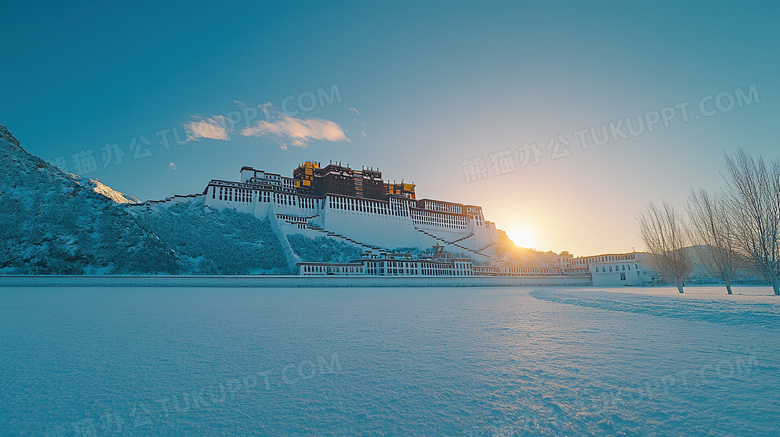 西藏布达拉宫雪景概念图片