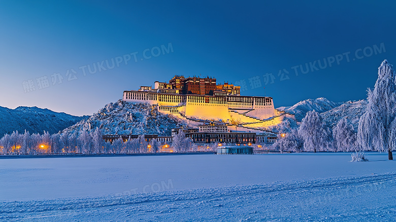 西藏布达拉宫雪景概念图片