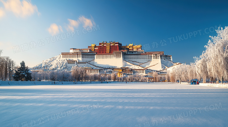 西藏布达拉宫雪景概念图片