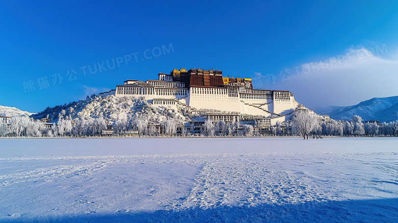 西藏布达拉宫雪景概念图片