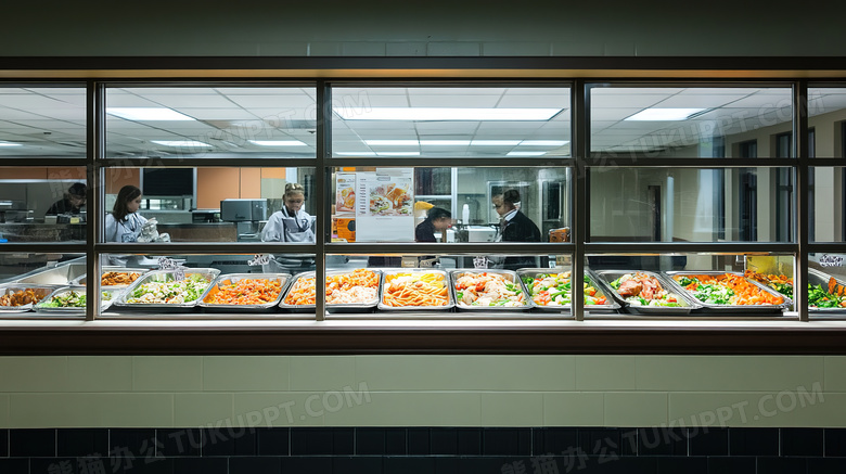 学校食堂打饭打菜窗口图片