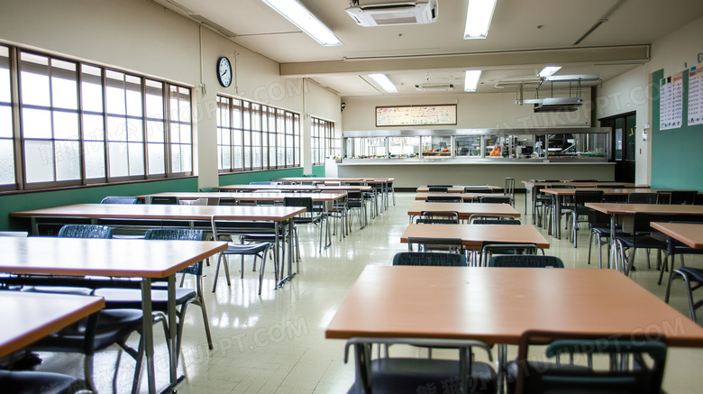 学校学生食堂场景全景图片