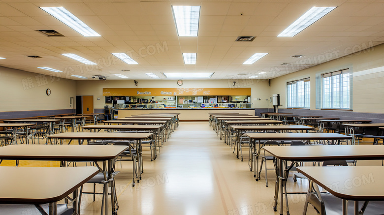 学校学生食堂场景全景图片