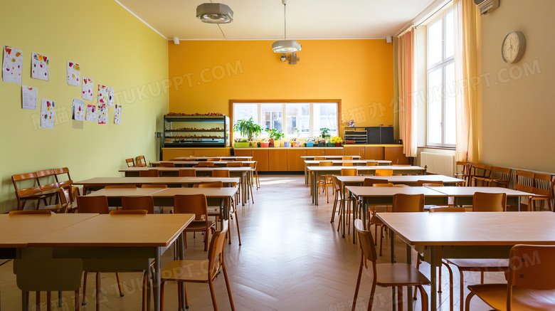 学校学生食堂场景全景图片