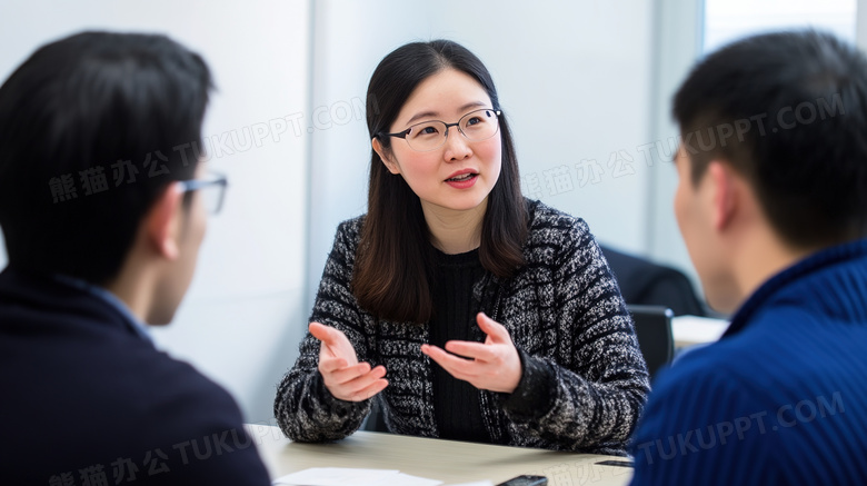 商务活动商务人士职场职员开会交谈图片