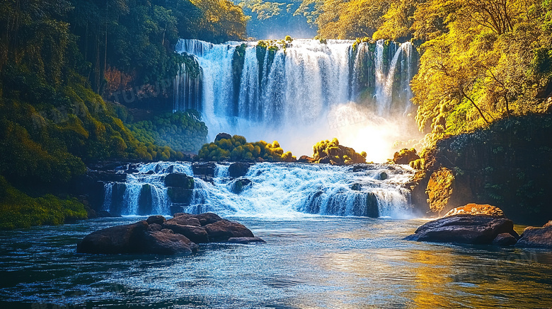 自然景观流水瀑布图片