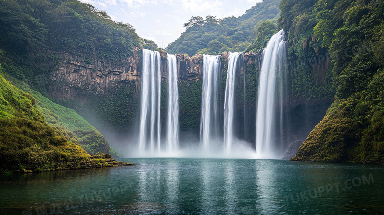 自然风景流水瀑布图片