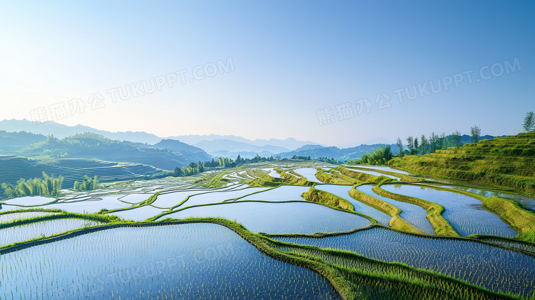 田园风光稻田水田风景图片