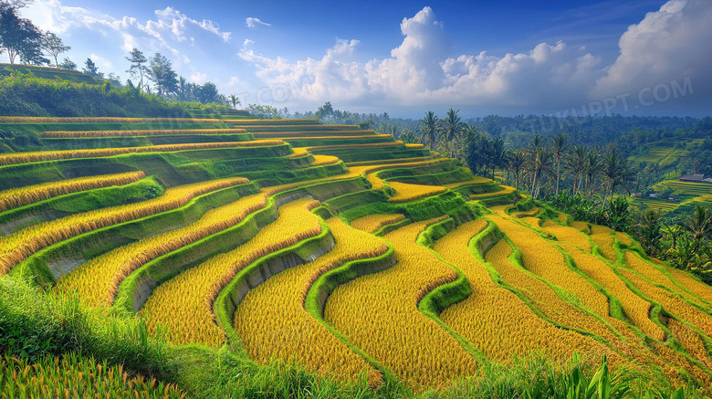 田园风光稻田梯田风景图片