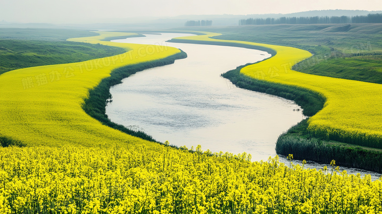 田园风光油菜花田风景图片