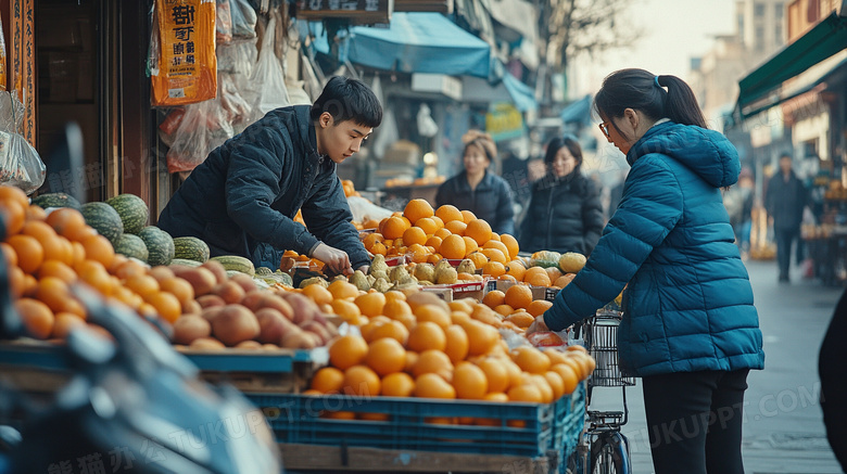 买水果早市菜场摊位摆摊图片