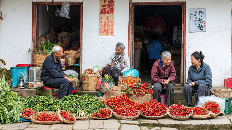 菜农摆摊早市菜市场商贩图片