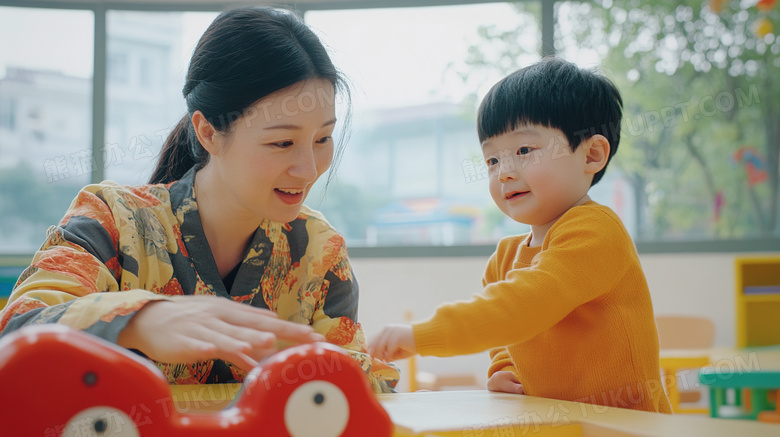 幼儿园内教师幼师与小朋友互动图片