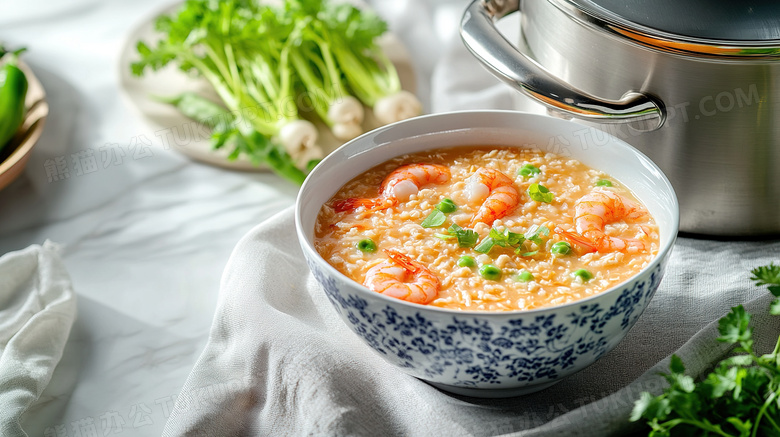 中餐美食海鲜粥虾粥图片