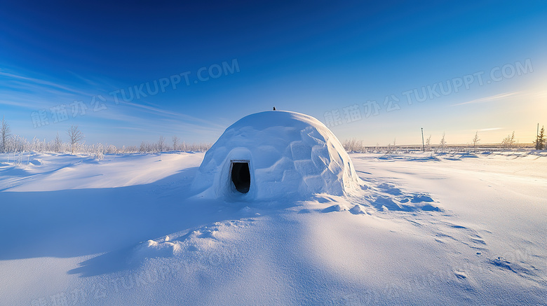 冰天雪地极地冰屋图片