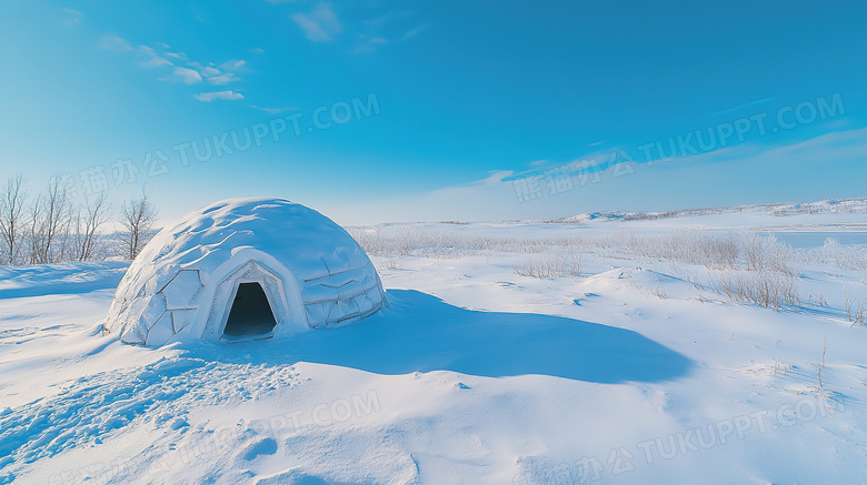 冰天雪地极地冰屋图片