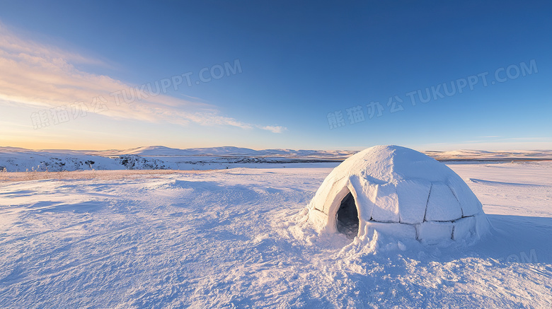 冰天雪地极地冰屋图片