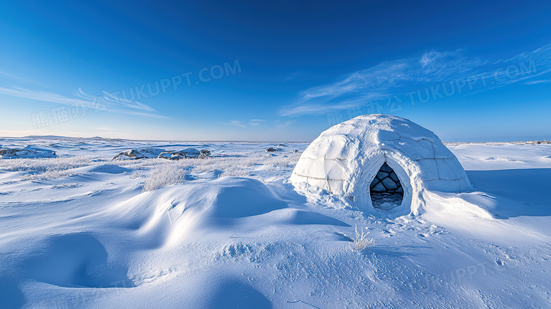 冰天雪地极地冰屋图片