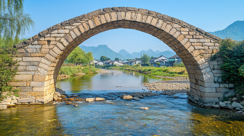 中式建筑古典拱桥桥梁图片