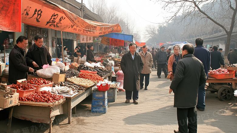 早市热闹场景图片