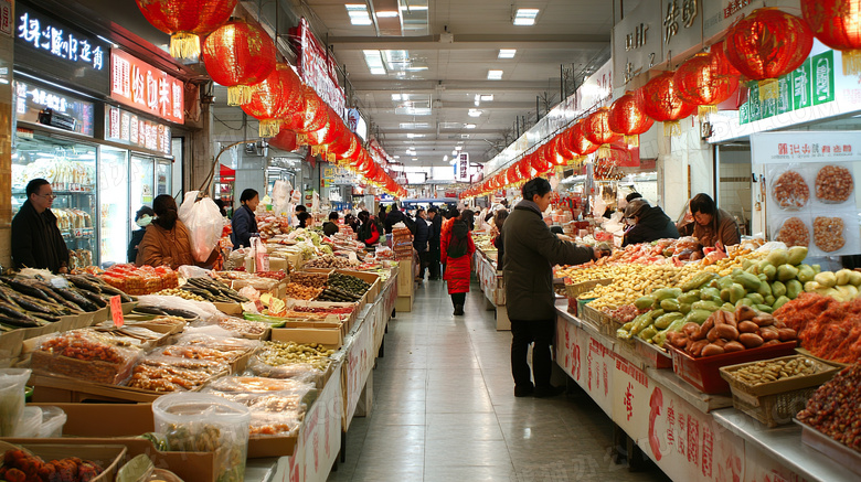 中国早市场景图片