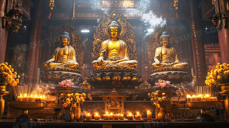 少林寺香火寺庙图片