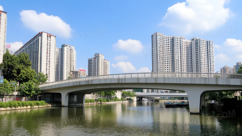 现代城市建筑物城市里的建筑物和桥梁图片