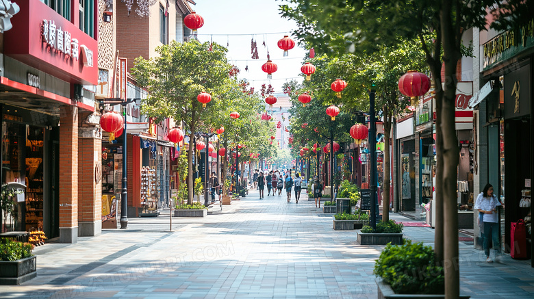 城市商业街场景图片