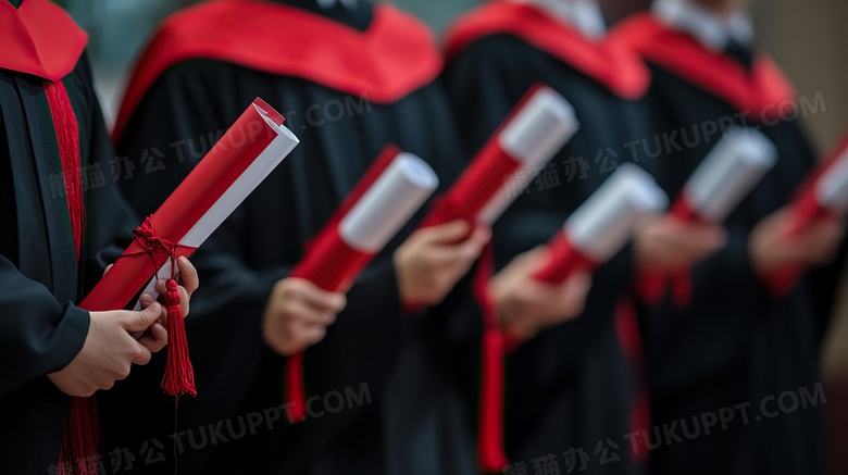 大学毕业生拿着毕业证书手部特写图片