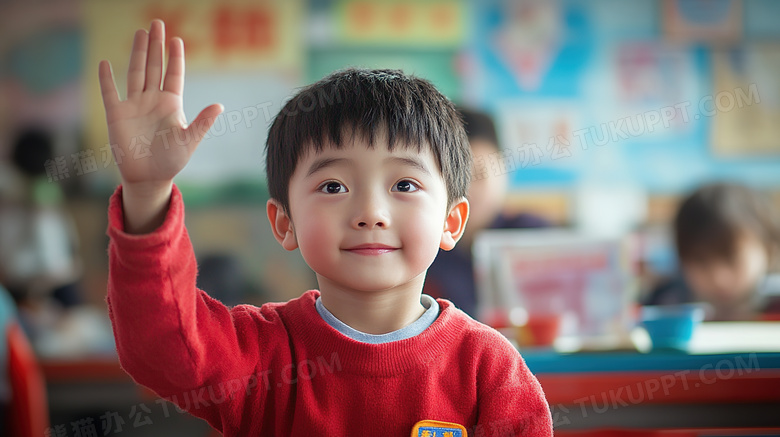 上课举手回答问题的男孩男生图片