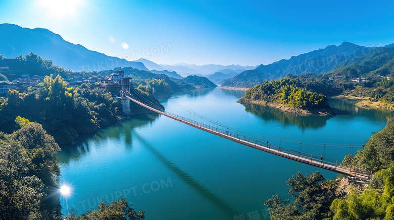 桥梁建筑索道桥吊桥图片