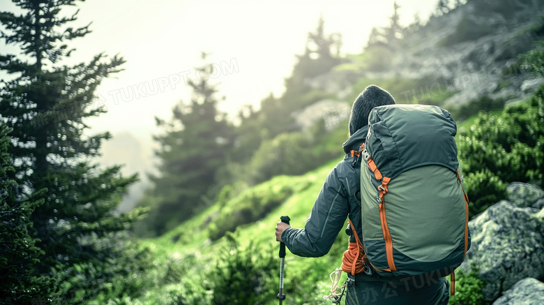 登山人物背影图片